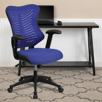 Flash Furniture BL-ZP-806-BL-GG High Back Blue Mesh Chair with Nylon Base